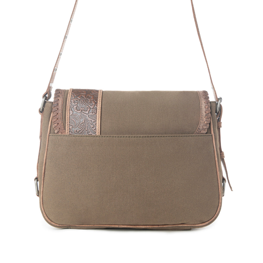Myra Outlaw's Travels Leather Shoulder Bag in Rodeo Olive Myra USA