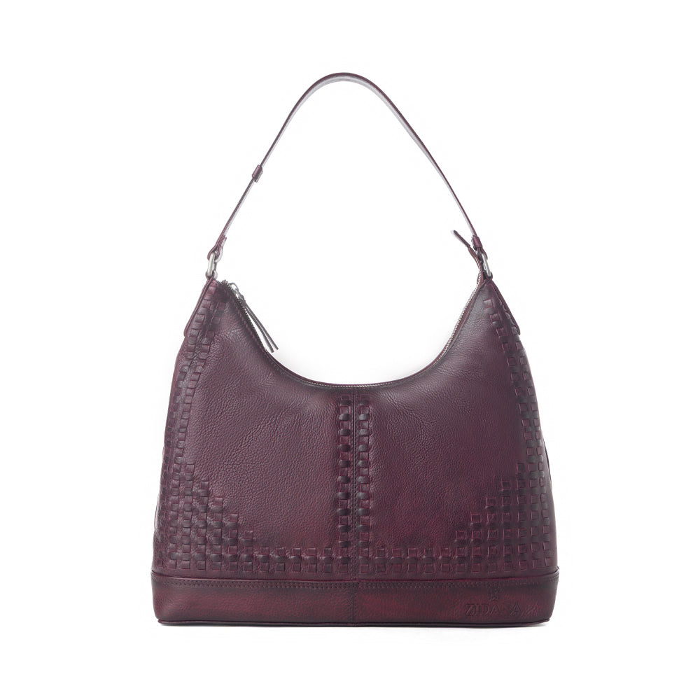 Myra Zidana Marlowe Dusk Veg Tanned Leather Bag in Deep Plum Myra USA