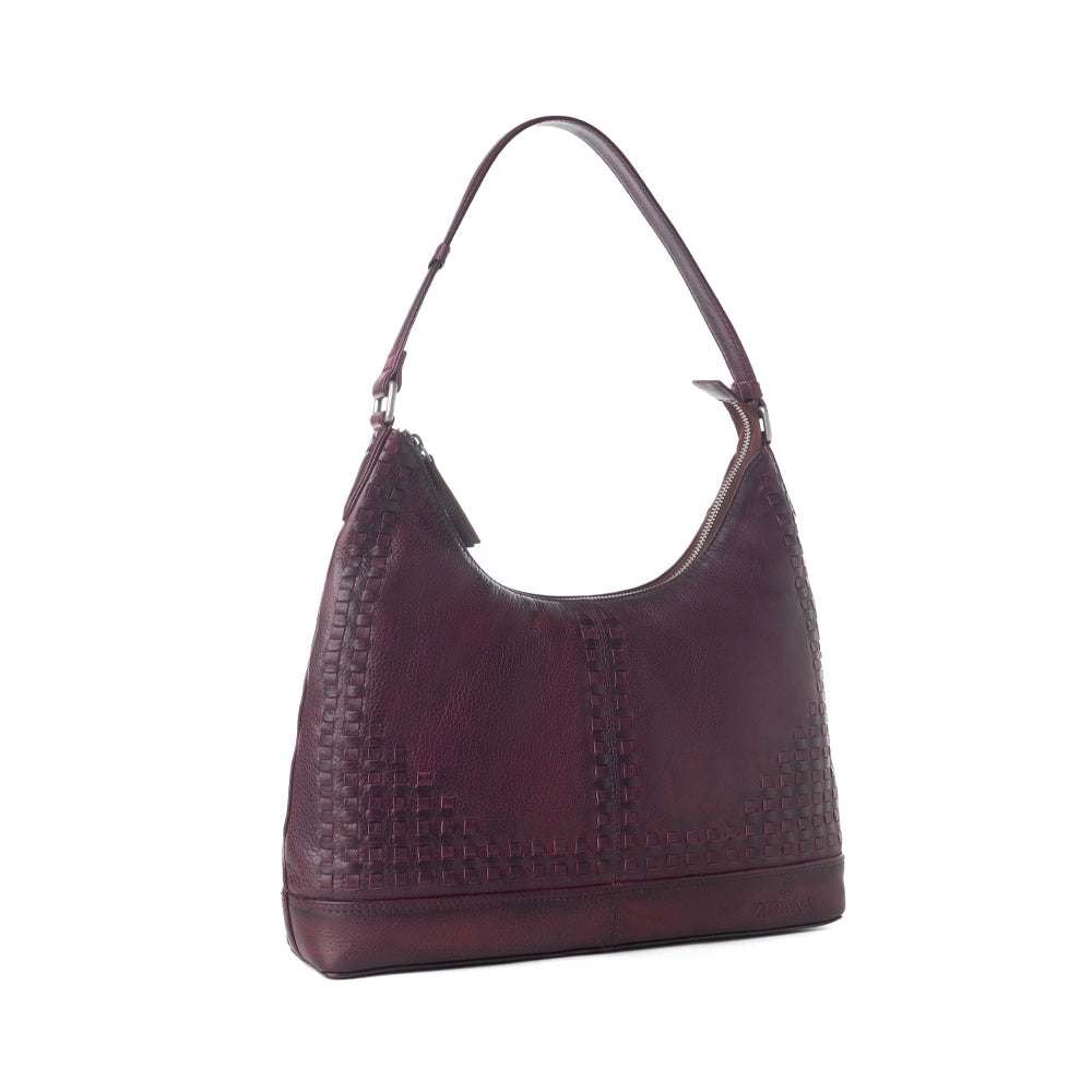 Myra Zidana Marlowe Dusk Veg Tanned Leather Bag in Deep Plum Myra USA
