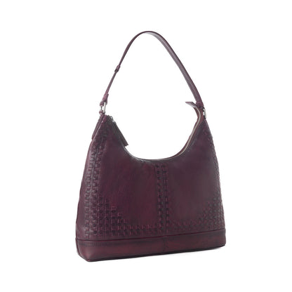 Myra Zidana Marlowe Dusk Veg Tanned Leather Bag in Deep Plum Myra USA