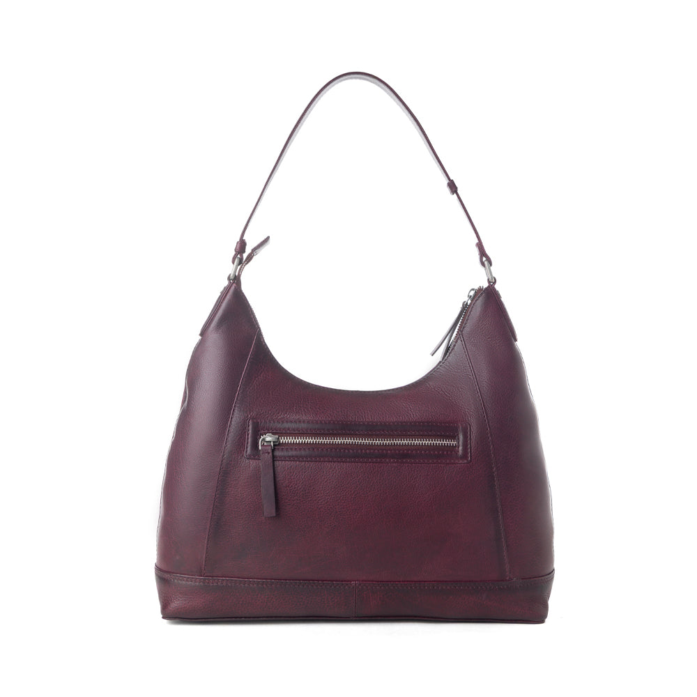 Myra Zidana Marlowe Dusk Veg Tanned Leather Bag in Deep Plum Myra USA