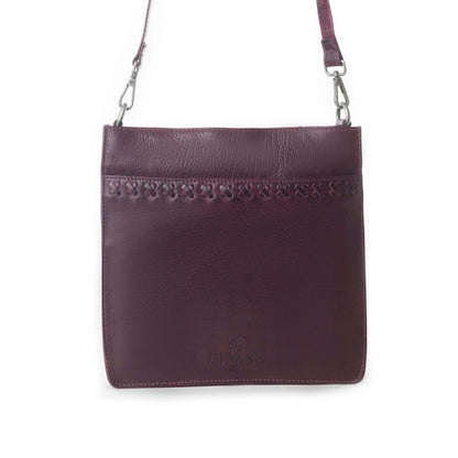 Myra Zidana Mirelle Woven Veg Tanned Leather Sling Bag in Mulberry Shine Myra USA