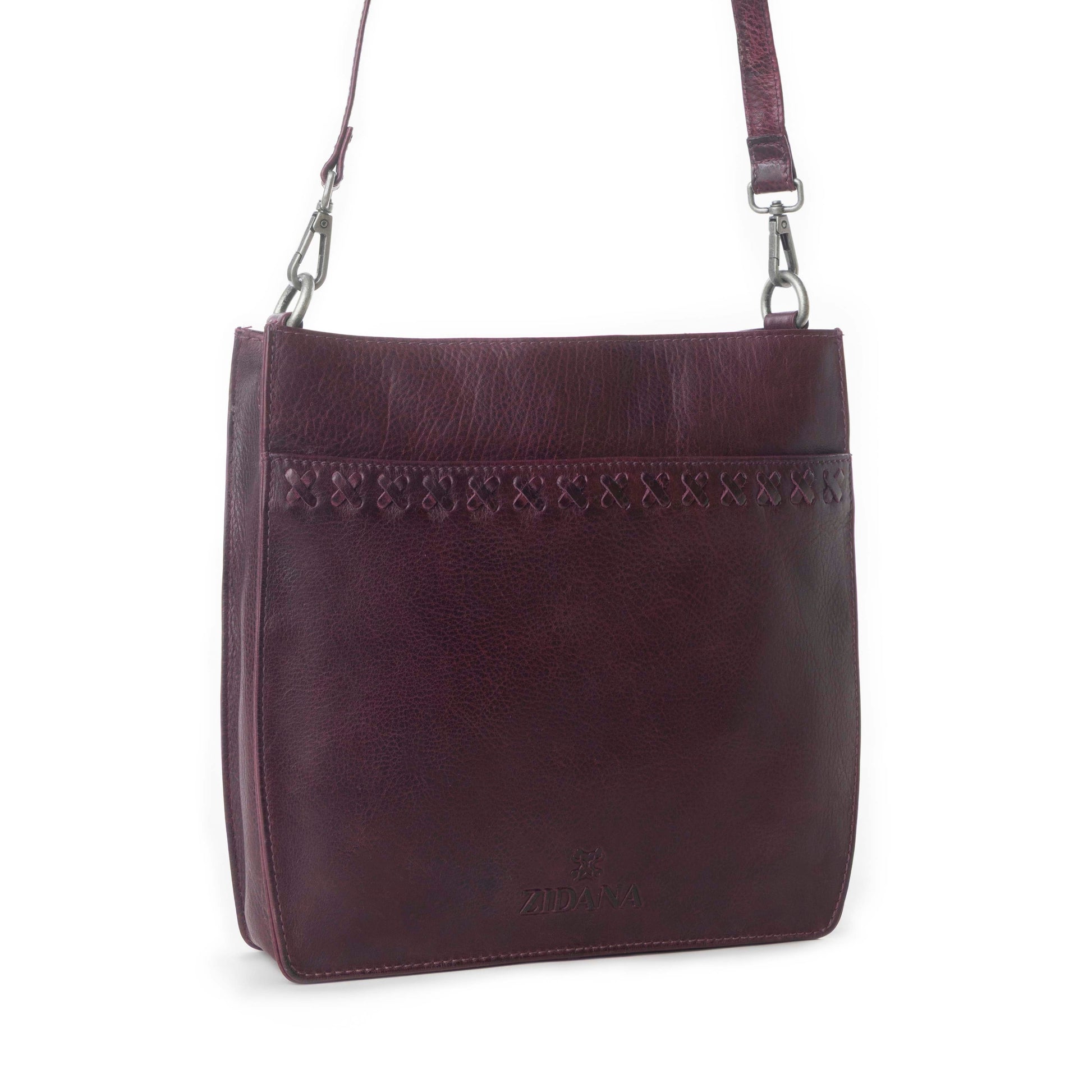 Myra Zidana Mirelle Woven Veg Tanned Leather Sling Bag in Mulberry Shine Myra USA