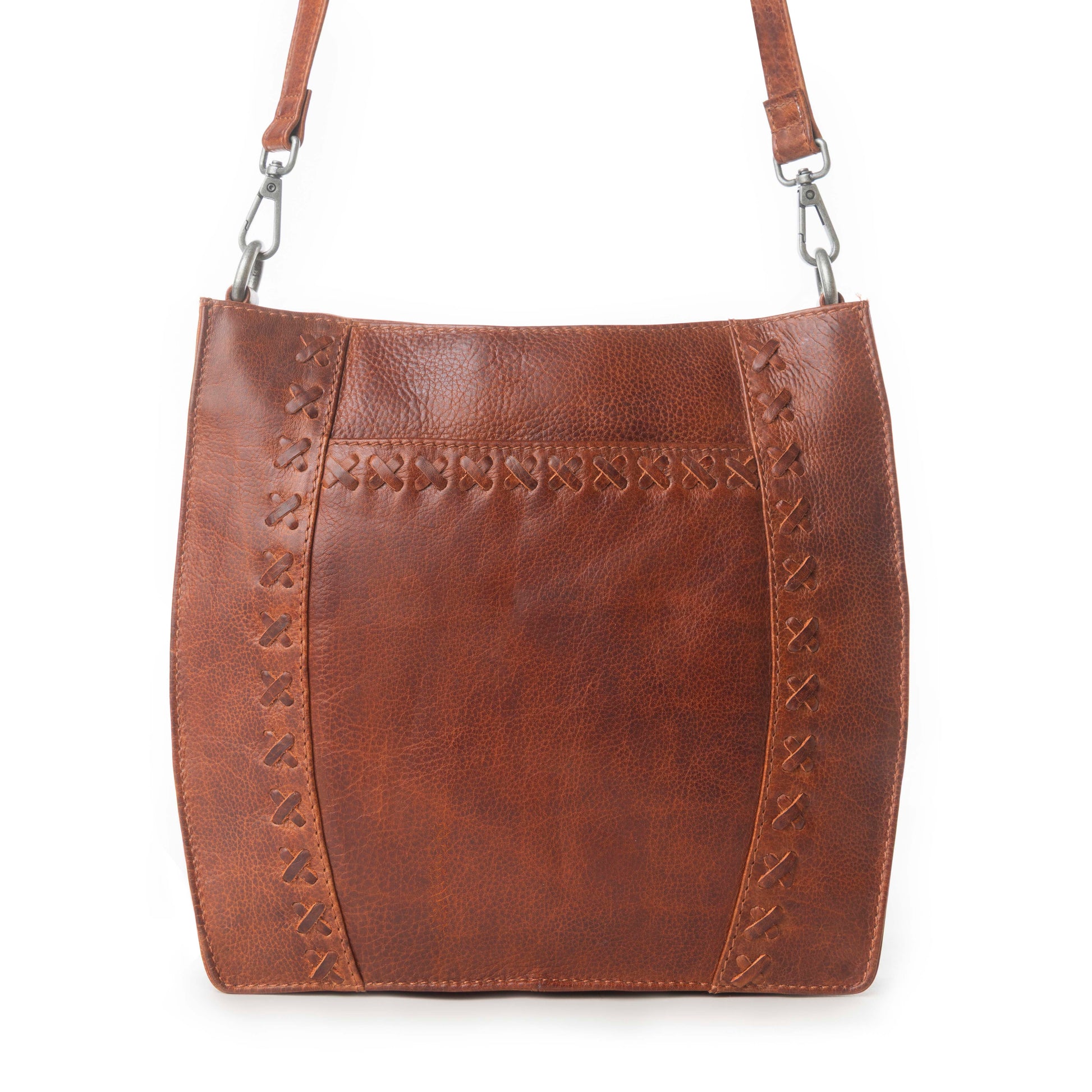 Myra Zidana Mirelle Woven Veg Tanned Leather Sling Bag in Aged Copper Myra USA
