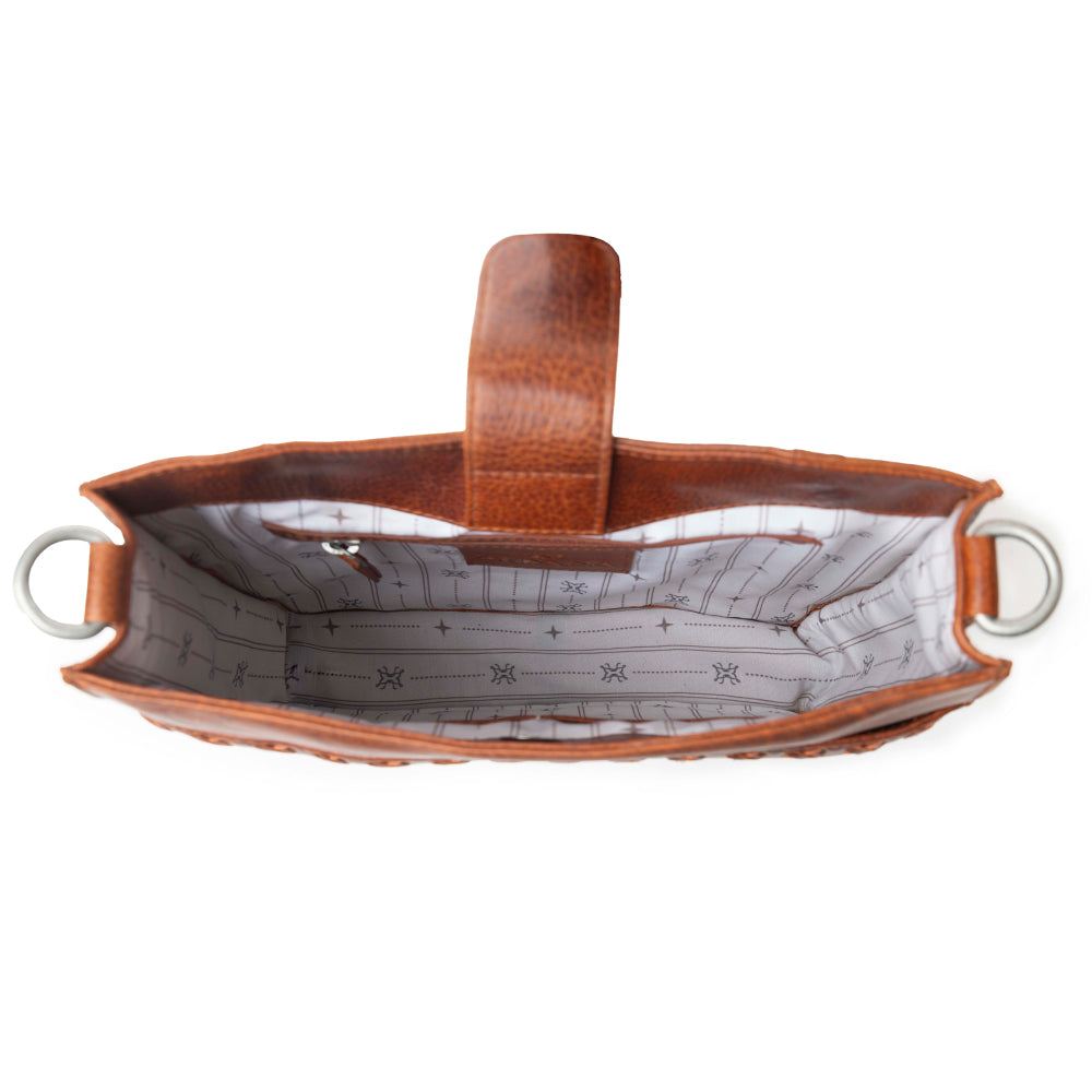 Myra Zidana Mirelle Woven Veg Tanned Leather Sling Bag in Aged Copper Myra USA