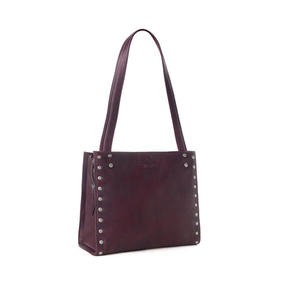 Myra Zidana Aria Amethyst Veg Tanned Leather Tote Bag in Royale Mauve Myra USA