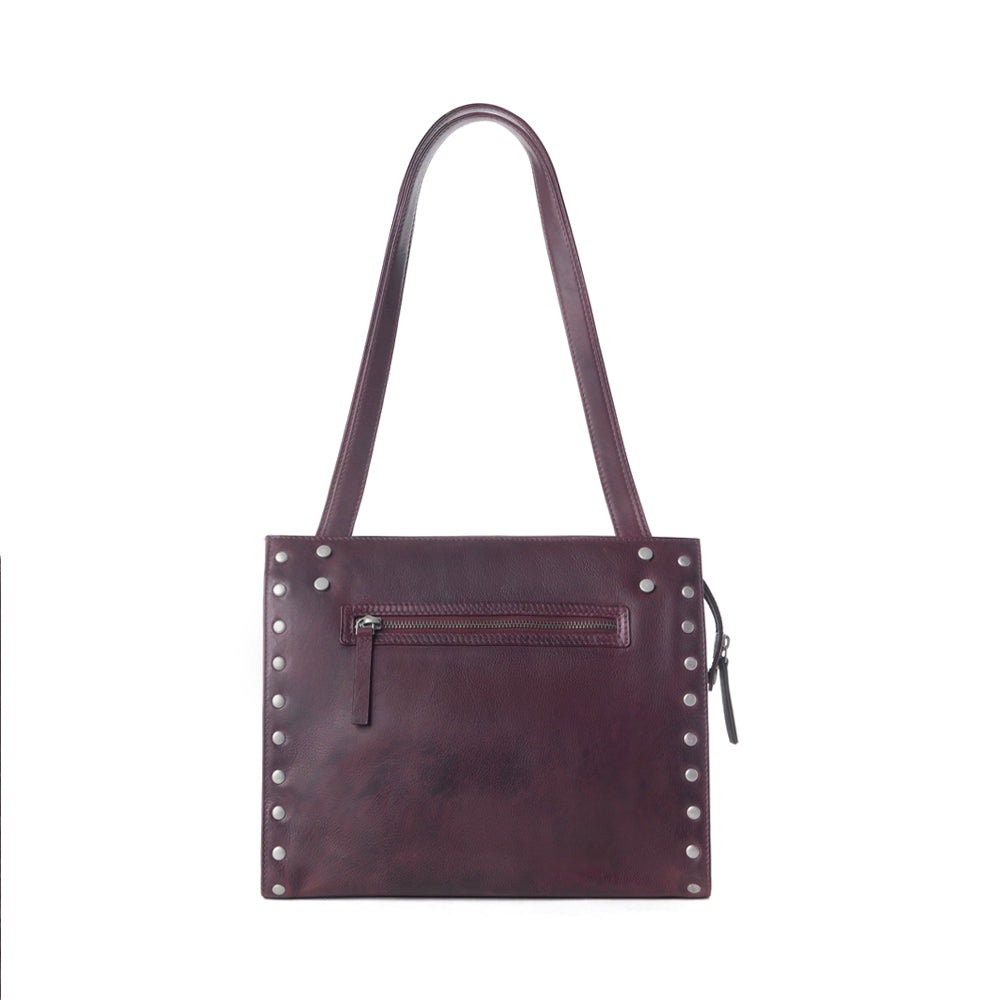 Myra Zidana Aria Amethyst Veg Tanned Leather Tote Bag in Royale Mauve Myra USA
