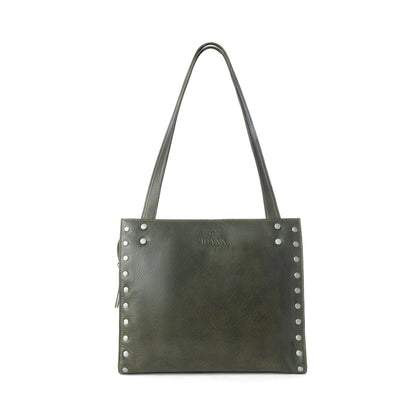 Myra Zidana Aria Amethyst Veg Tanned Leather Tote Bag in Dark Fern Myra USA