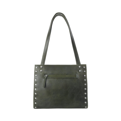 Myra Zidana Aria Amethyst Veg Tanned Leather Tote Bag in Dark Fern Myra USA