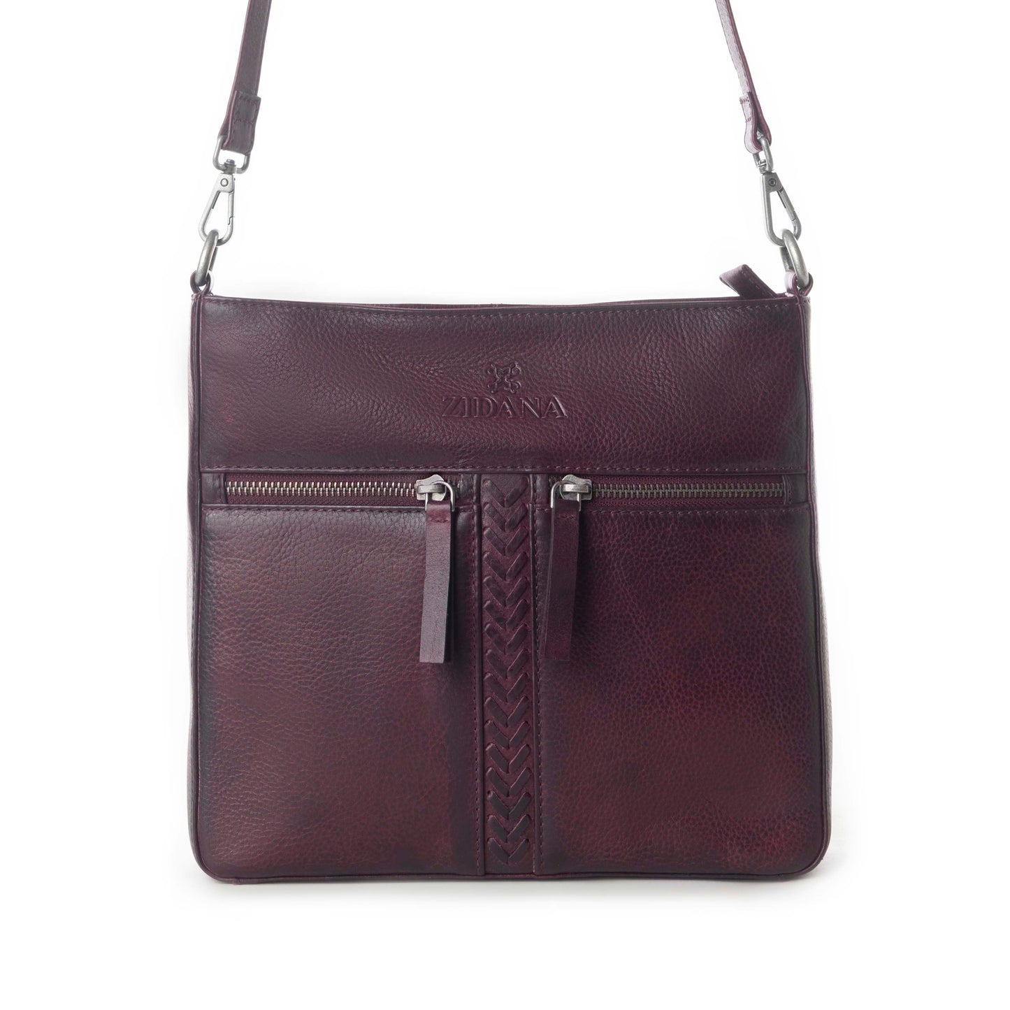 Myra Zidana El Paso Twin Veg Tanned Leather Crossbody Bag in Maroon Mesa Myra USA