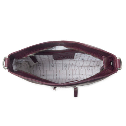 Myra Zidana El Paso Twin Veg Tanned Leather Crossbody Bag in Maroon Mesa Myra USA