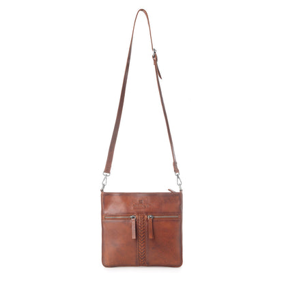Myra Zidana El Paso Twin Veg Tanned Leather Crossbody Bag in Wildwood Red Myra USA
