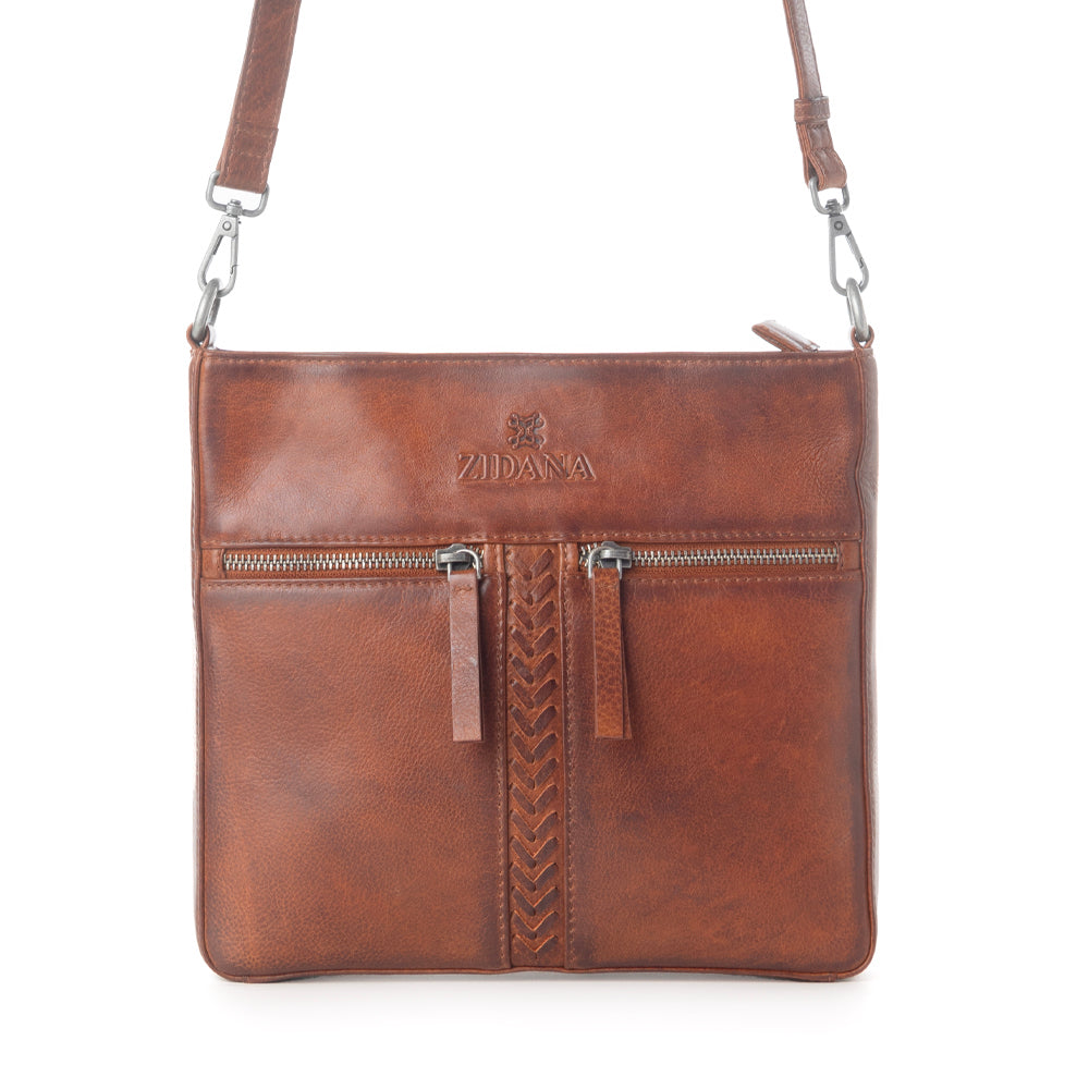Myra Zidana El Paso Twin Veg Tanned Leather Crossbody Bag in Wildwood Red Myra USA