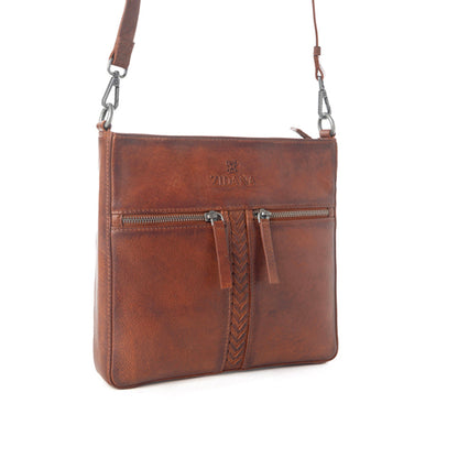 Myra Zidana El Paso Twin Veg Tanned Leather Crossbody Bag in Wildwood Red Myra USA