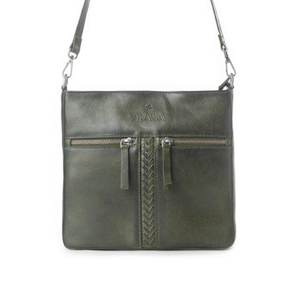 Myra Zidana El Paso Twin Veg Tanned Leather Crossbody Bag in Olive Grove Myra USA