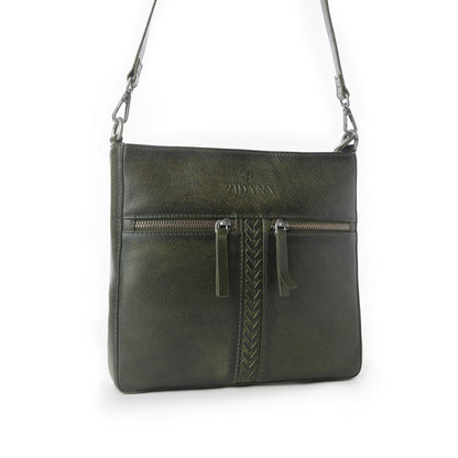 Myra Zidana El Paso Twin Veg Tanned Leather Crossbody Bag in Olive Grove Myra USA