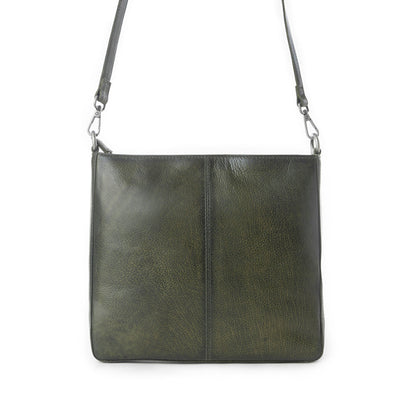 Myra Zidana El Paso Twin Veg Tanned Leather Crossbody Bag in Olive Grove Myra USA
