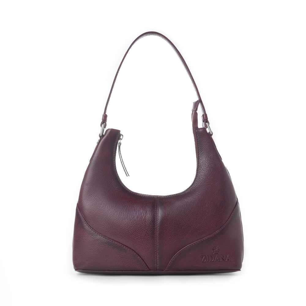 Myra Zidana Winchester Loop Veg Tanned Leather Shoulder Bag in Saddle Rose Myra USA
