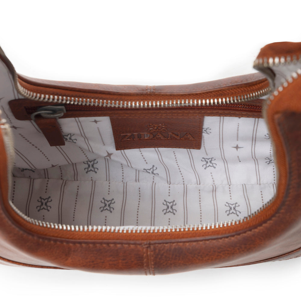 Myra Zidana Winchester Loop Veg Tanned Leather Shoulder Bag in Maple Glaze Myra USA