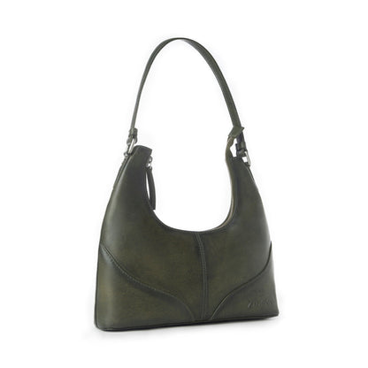 Myra Zidana Winchester Loop Veg Tanned Leather Shoulder Bag in Midnight Olive Myra USA
