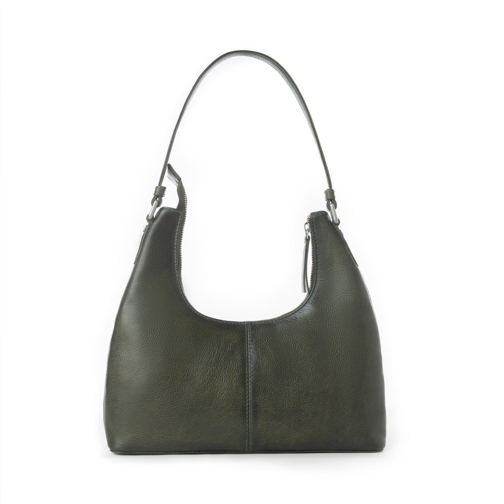 Myra Zidana Winchester Loop Veg Tanned Leather Shoulder Bag in Midnight Olive Myra USA