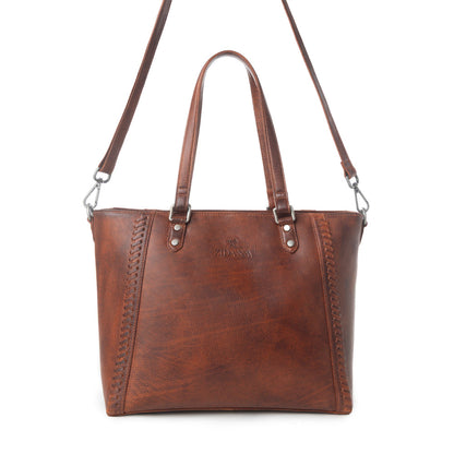 Myra Zidana Arista Bloom Veg Tanned Leather Handbag in Amberwood Myra USA