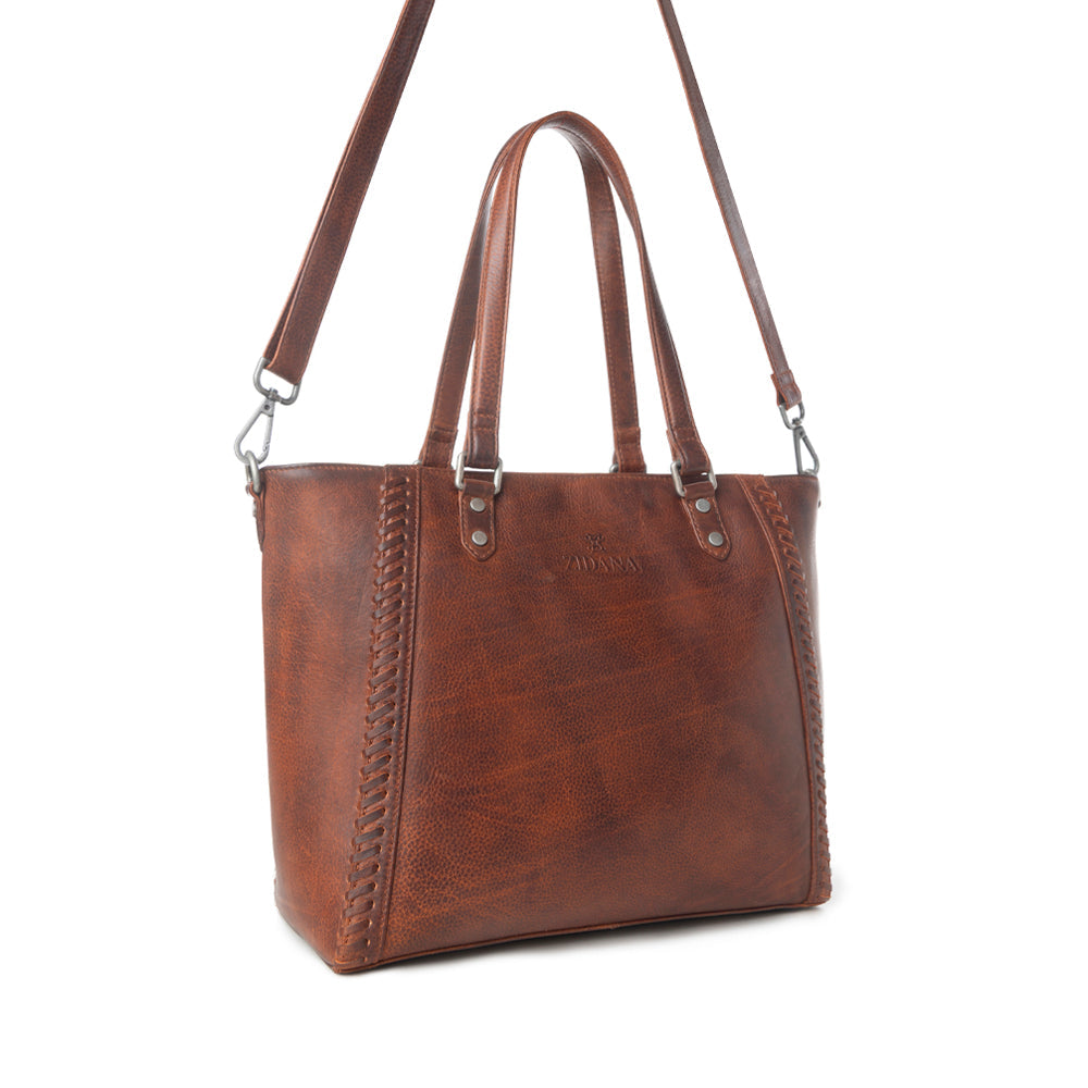 Myra Zidana Arista Bloom Veg Tanned Leather Handbag in Amberwood Myra USA