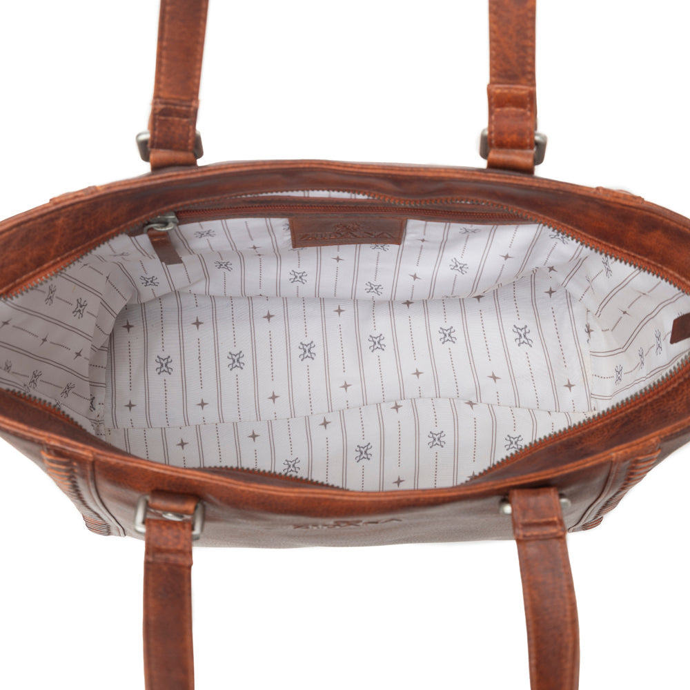 Myra Zidana Arista Bloom Veg Tanned Leather Handbag in Amberwood Myra USA