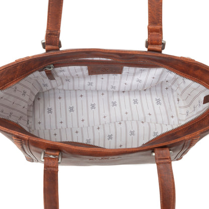 Myra Zidana Arista Bloom Veg Tanned Leather Handbag in Amberwood Myra USA