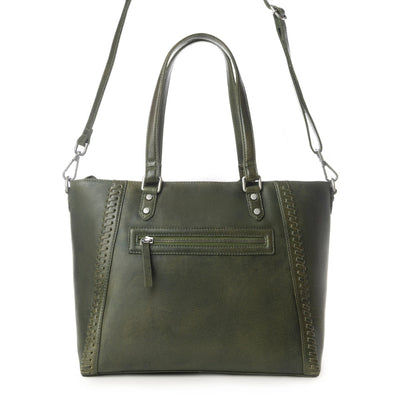Myra Zidana Arista Bloom Veg Tanned Leather Handbag in Smoky Green Myra USA