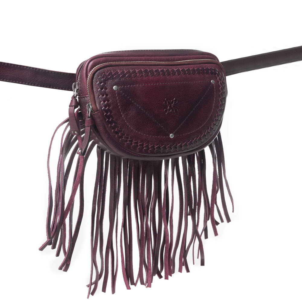 Myra Zidana Stormy Trails Fringed Veg Tanned Leather Bag in Raven Dusk Myra USA