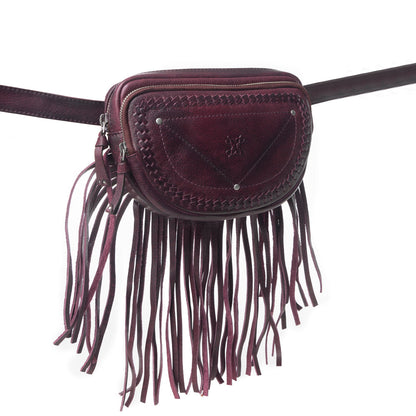Myra Zidana Stormy Trails Fringed Veg Tanned Leather Bag in Raven Dusk Myra USA