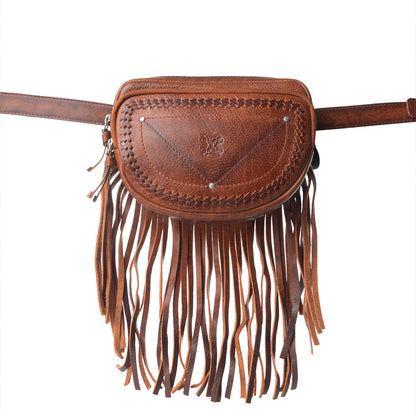 Myra Zidana Stormy Trails Fringed Veg Tanned Leather Bag in Vintage Ember Myra USA