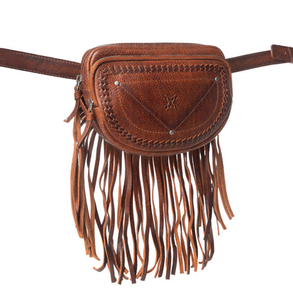 Myra Zidana Stormy Trails Fringed Veg Tanned Leather Bag in Vintage Ember Myra USA
