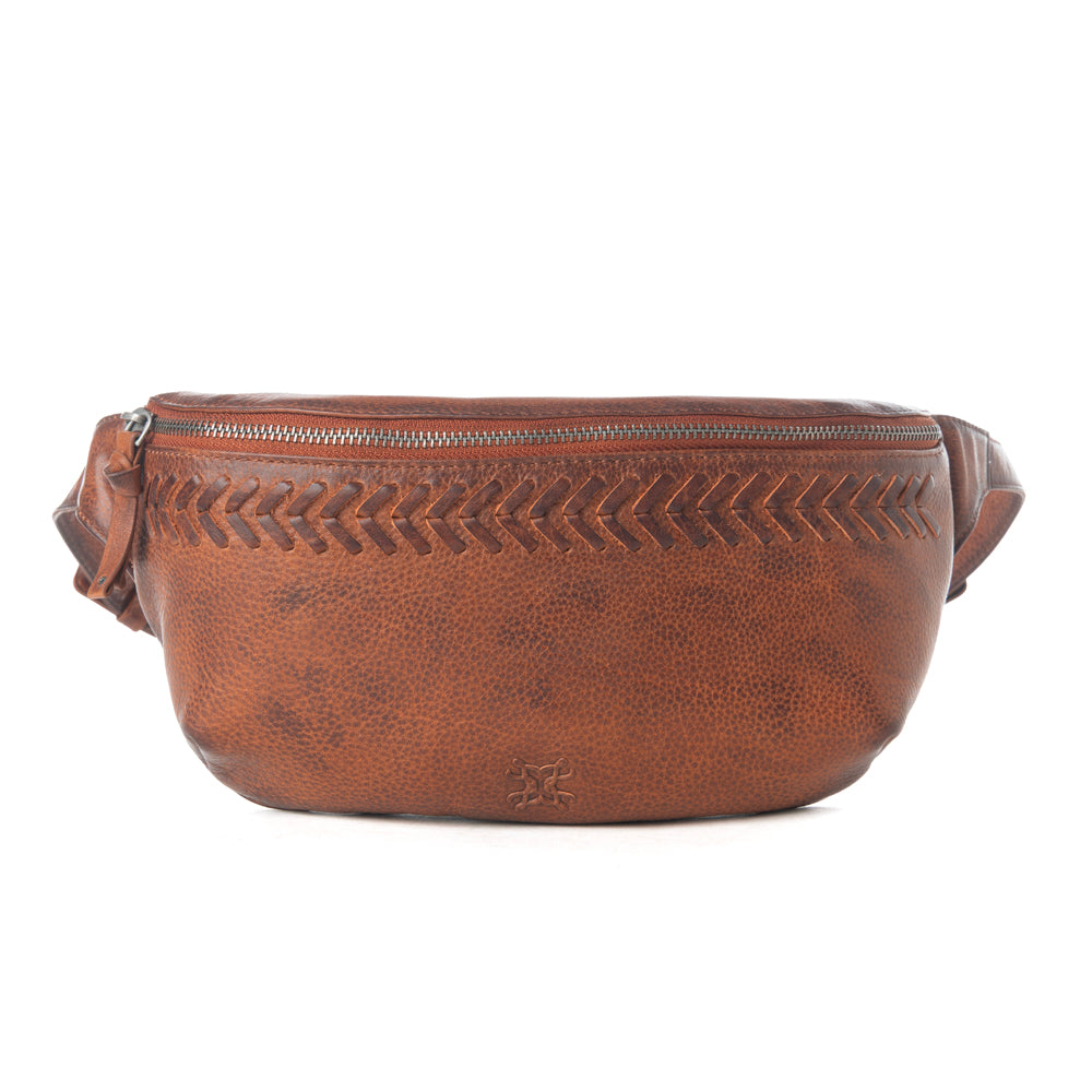 Myra Zidana Amarillo Handstitched Veg Tanned Leather Fanny Pack in Crimson Storm Myra USA