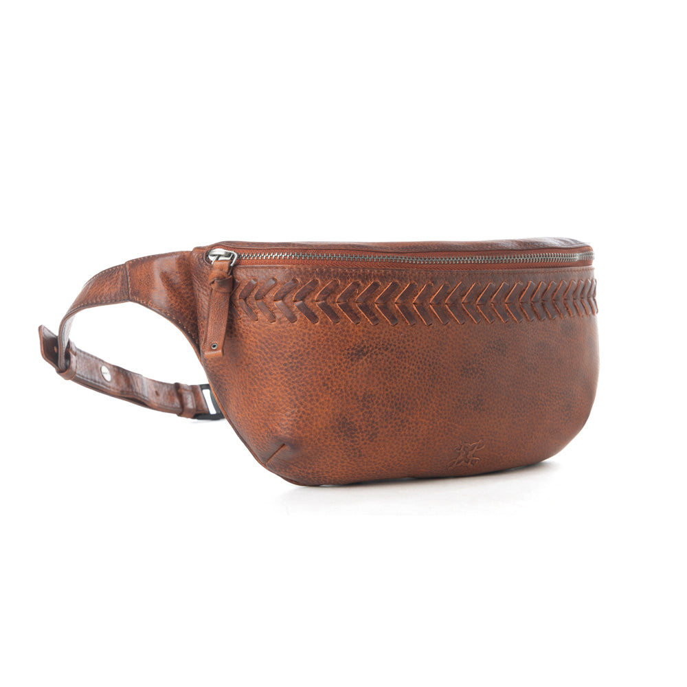 Myra Zidana Amarillo Handstitched Veg Tanned Leather Fanny Pack in Crimson Storm Myra USA