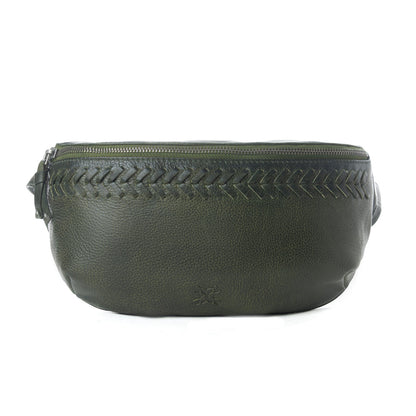 Myra Zidana Amarillo Handstitched Veg Tanned Leather Fanny Pack in Saddle Moss Myra USA