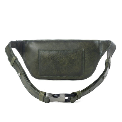 Myra Zidana Amarillo Handstitched Veg Tanned Leather Fanny Pack in Saddle Moss Myra USA