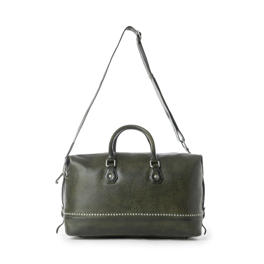 Myra Zidana Sundown Plains Veg Tanned Leather Traveller Bag in Sage Green Myra USA