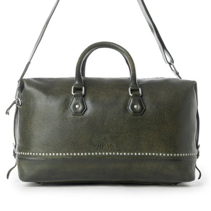 Myra Zidana Sundown Plains Veg Tanned Leather Traveller Bag in Sage Green Myra USA