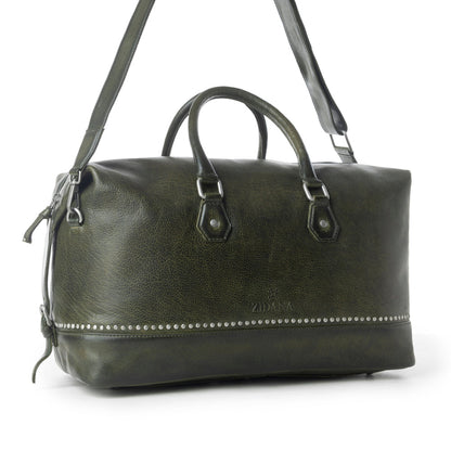 Myra Zidana Sundown Plains Veg Tanned Leather Traveller Bag in Sage Green Myra USA