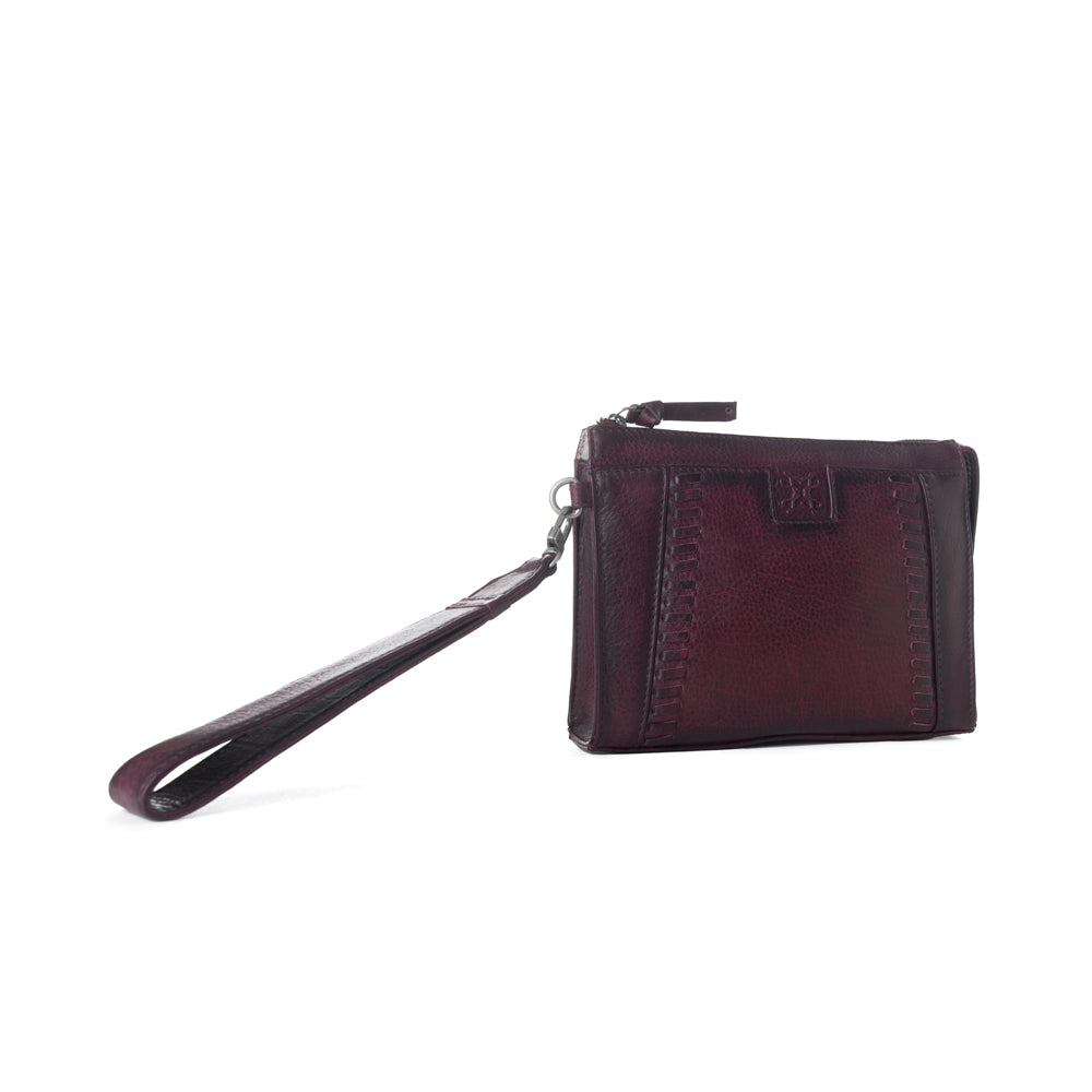 Myra Zidana Bandera Ridge Veg Tanned Leather Wristlet in Dusty Rose Myra USA