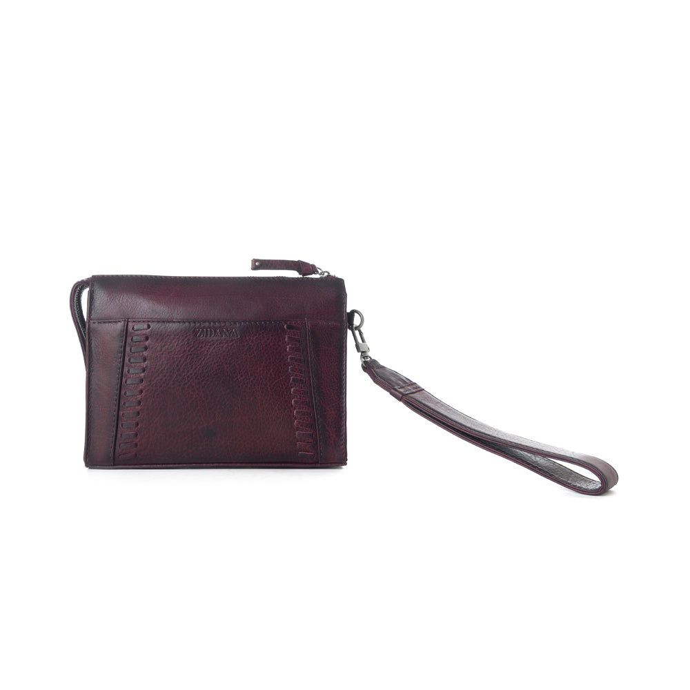 Myra Zidana Bandera Ridge Veg Tanned Leather Wristlet in Dusty Rose Myra USA