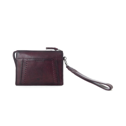 Myra Zidana Bandera Ridge Veg Tanned Leather Wristlet in Dusty Rose Myra USA
