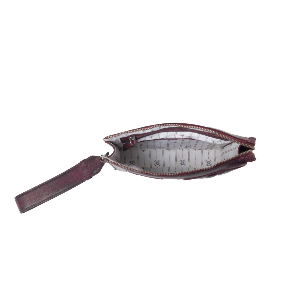 Myra Zidana Bandera Ridge Veg Tanned Leather Wristlet in Dusty Rose Myra USA