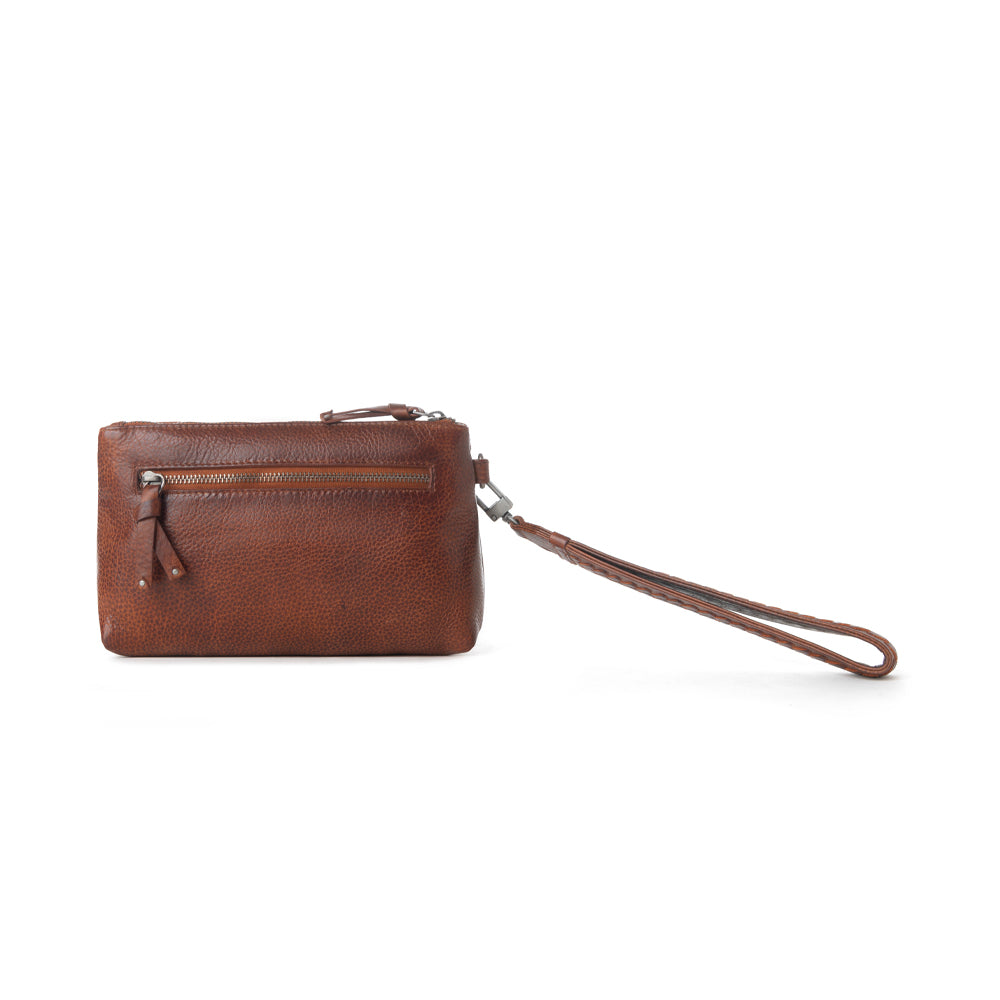 Myra Zidana Ethel Mini Veg Tanned Leather Wristlet in Redwood Myra USA