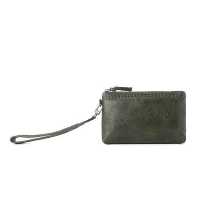 Myra Zidana Ethel Mini Veg Tanned Leather Wristlet in Ashen Sage Myra USA