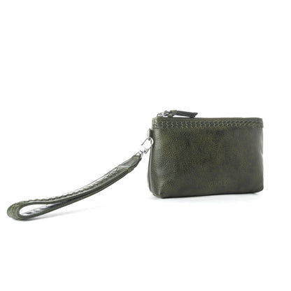 Myra Zidana Ethel Mini Veg Tanned Leather Wristlet in Ashen Sage Myra USA