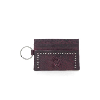 Myra Zidana Steelhoof Studded Veg Tanned Leather Wallet in Sienna Plum Myra USA