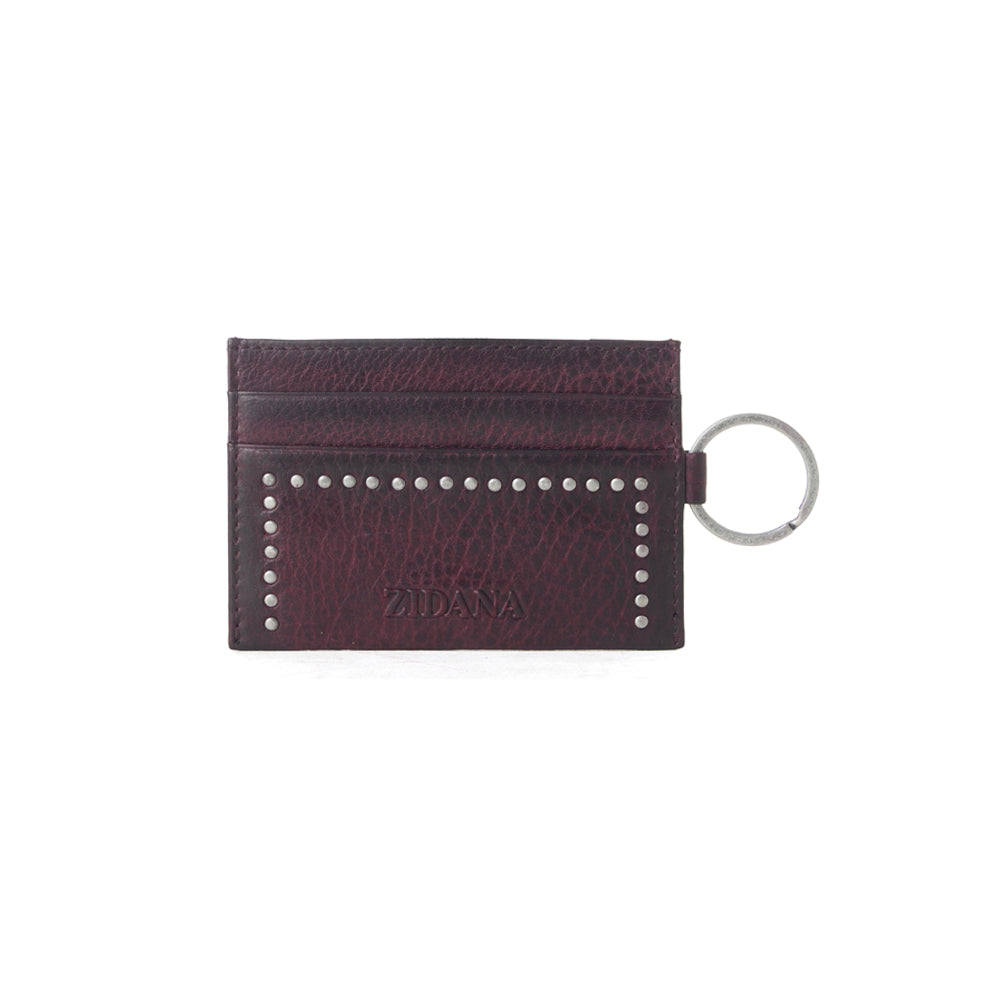 Myra Zidana Steelhoof Studded Veg Tanned Leather Wallet in Sienna Plum Myra USA